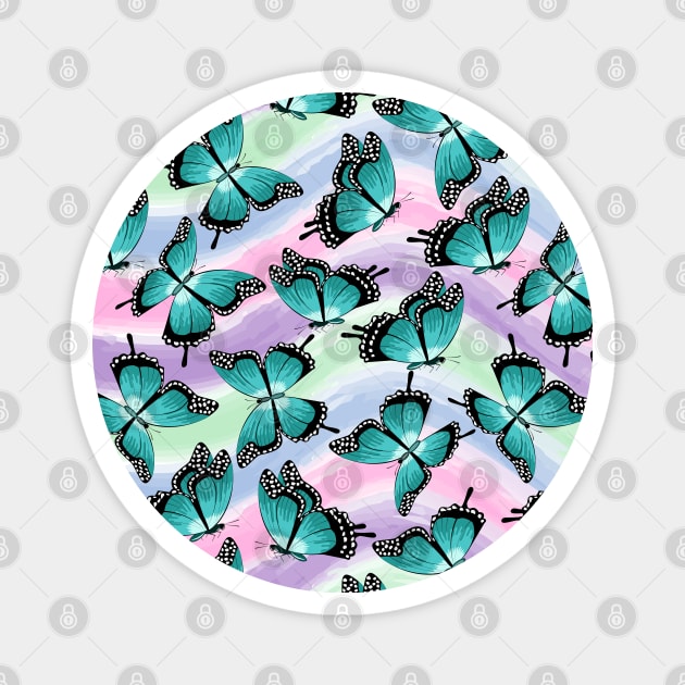 Blue Butterflies Pattern Magnet by Designoholic